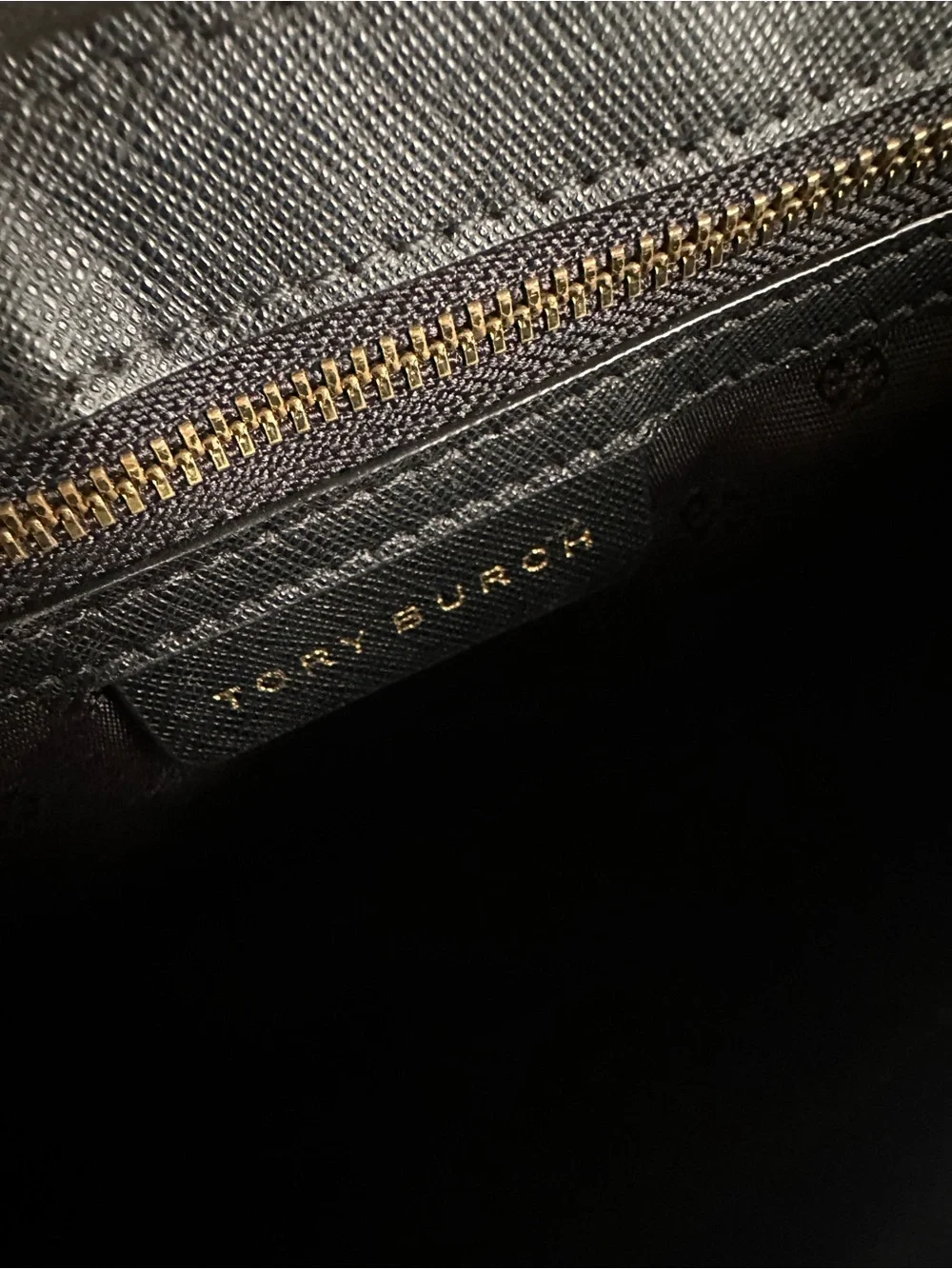 Tory Burch Black Saddle Crossbody with Gold Logo